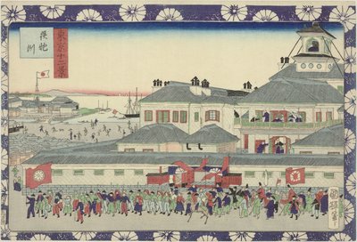Entrance of the Tsukiji Hotel (Twelve Views of Tokyo) by Utagawa Kuniteru II