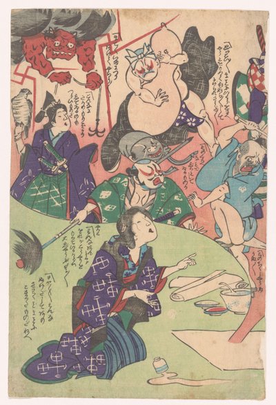Kneeling Woman (series title: Otsu-e) by Utagawa Kuniyoshi (possibly)