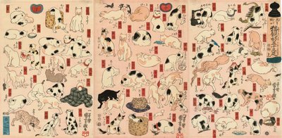55 Cats Representing the Fifty-Three Stations of the Tokaido by Utagawa Kuniyoshi