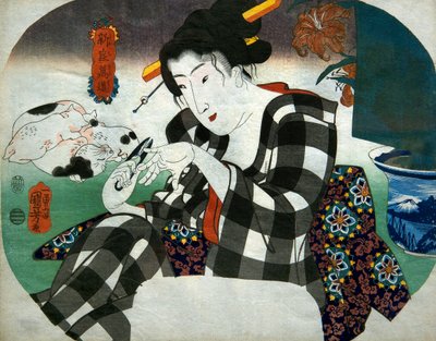 Cutting her nails Series The Universe of Women, c.1843-44 by Utagawa Kuniyoshi