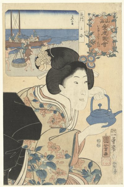The Diligent Waitress by Utagawa Kuniyoshi