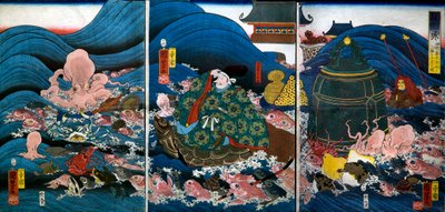 Dragon Palace Dragon King Presents Three Gifts to Tawara Tōda Hidesato by Utagawa Kuniyoshi