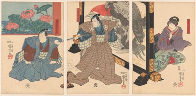Three Actors by a Room Divider by Utagawa Kuniyoshi