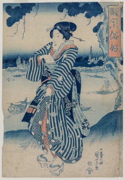 Geisha Standing on the Bank of the Sumida River, early 1830s by Utagawa Kuniyoshi