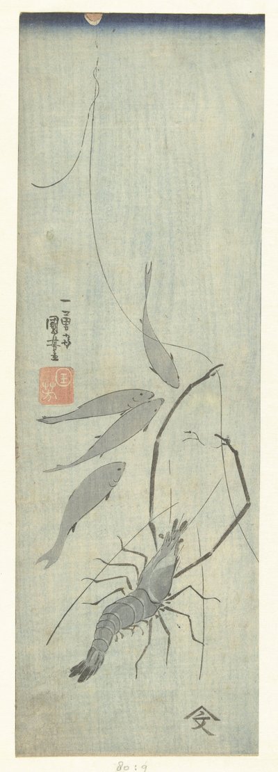 Lobster and Small Fish by Utagawa Kuniyoshi