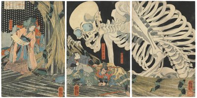 Mitsukuni Defying the Skeleton Spectre Conjured up by Princess Takiyasha by Utagawa Kuniyoshi