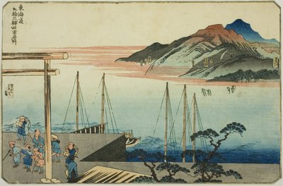 Miya, Kuwana, Yokkaichi, and Ishiyakushi, from the series "Famous Places on the Fifty-three Stations of the Tokaido, Four Stations" by Utagawa Kuniyoshi