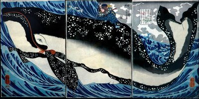 Miyamoto Musashi Kills an Enormous Whale, c.1847 by Utagawa Kuniyoshi