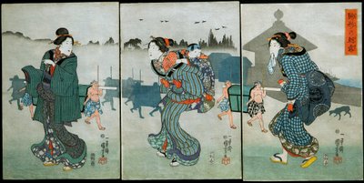 Morning Mist at Komagata: Amusements of the Four Seasons by Utagawa Kuniyoshi