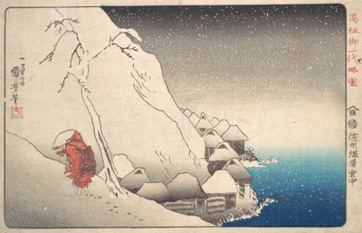 Nichiren in Snow at Tsukahara, Sodo Province by Utagawa Kuniyoshi