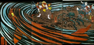Oniwaka-maru About to Attack the Monstrous Carp by Utagawa Kuniyoshi
