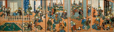 Overhead View of Upstairs of Kado-Ebiya by Utagawa Kuniyoshi