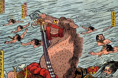 The Battle at Uji River by Utagawa Kuniyoshi