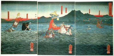 The Rival Generals Fording the Ujigawa, 1849 by Utagawa Kuniyoshi