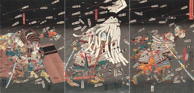 The last stand of the Kusunoki at Shijonawate Nanke yushi shijonawate nite uchijini, c.1851 by Utagawa Kuniyoshi
