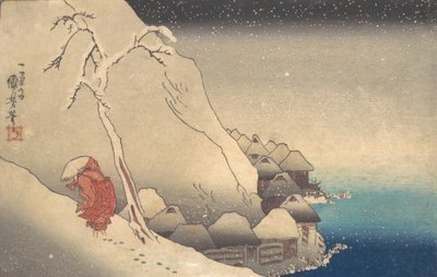 Travelling in a Snowstorm, ca. 1830 by Utagawa Kuniyoshi