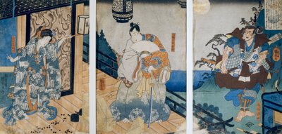 Triptych with the Adventures of Coxinga/ Watonai by Hachiman Taro Yoshiie by Utagawa Kuniyoshi