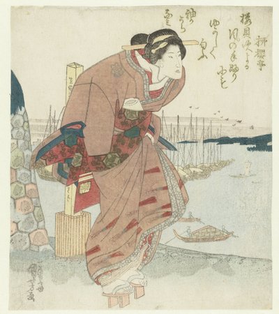Woman by a Harbor by Utagawa Kuniyoshi