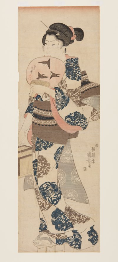 Woman with Fan and Insect Cage by Utagawa Kuniyoshi