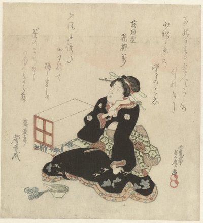 Woman Preparing Greens in a Mortar by Utagawa Sadafusa