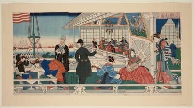 An American Mercantile Building in Yokohama by Utagawa Sadahide