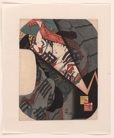 Seeking Shelter During a Sudden Evening Thunderstorm by Utagawa Sadahide