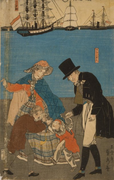 Dutch People Taking a Sunday Walk in Yokohama, 1871 by Utagawa Sadahide
