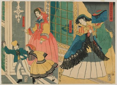 Picture of the Residence of a Foreign Merchants from Overseas: Portugal and South America, Edo Period by Utagawa Sadahide