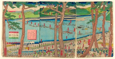 Procession of Minamoto no Yoritomo across the Oi River by Utagawa Sadahide