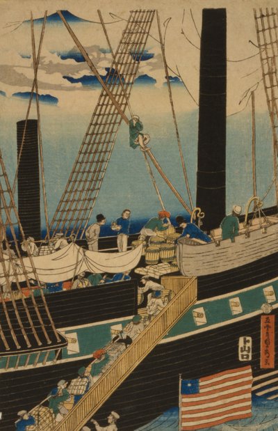 Western Traders Loading Cargo in Yokohama, 1861 by Utagawa Sadahide