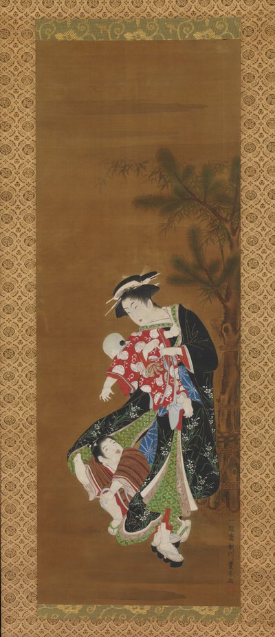 Mother and Children at the New Year, 18th century by Utagawa Toyoharu