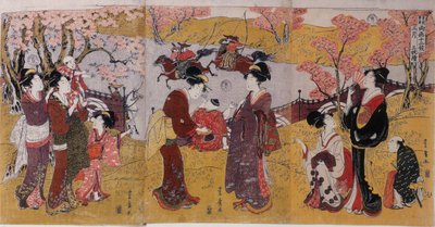 The Third Month, Triptych from the Series Twelve Months by Two Artists, 1801 by Utagawa Toyohiro