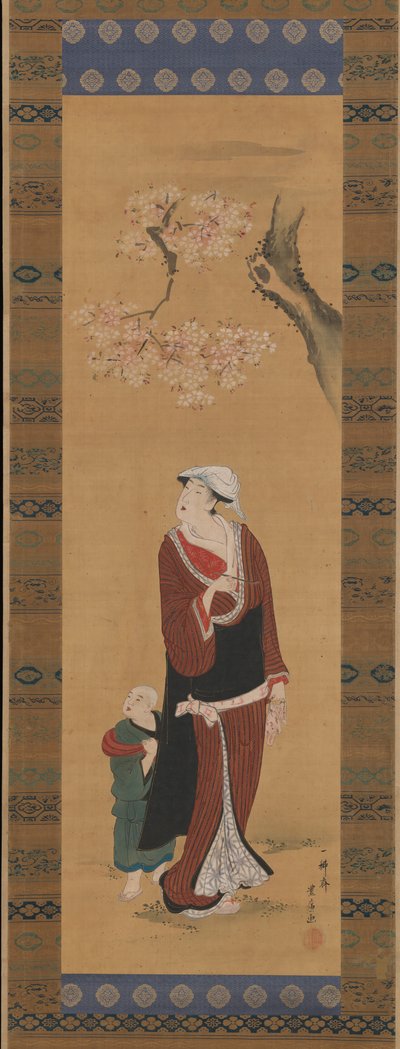 Woman and Child under a Cherry Tree, late 18th-early 19th century by Utagawa Toyohiro