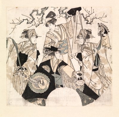 Actors Performing Stage Dance of the Four Onnagatas by Utagawa Toyokuni