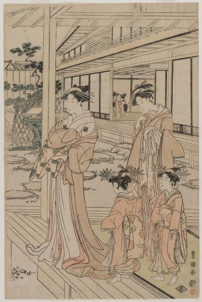 Courtesan Standing on a Veranda by Utagawa Toyokuni