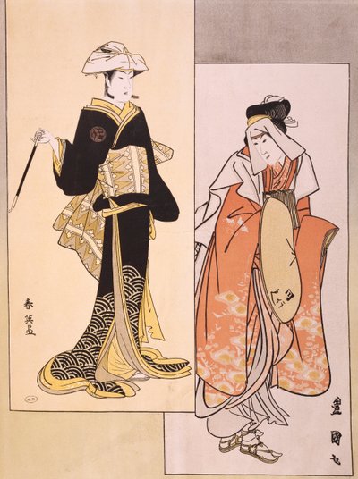 Portraits of actors on stage, ukiyo-e of Shun-Yei and Utagawa Toyokuni by Utagawa Toyokuni