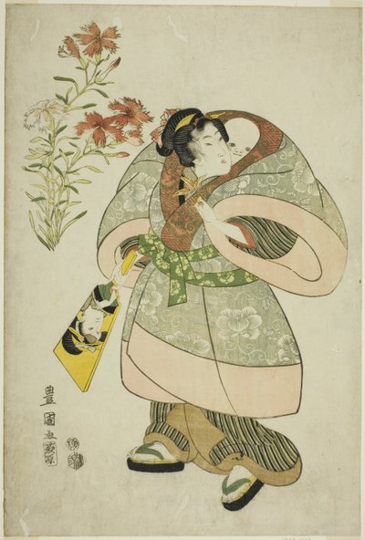 Pinks: Nurse and Baby, from an Untitled Series of Beauties and Flowers by Utagawa Toyokuni I