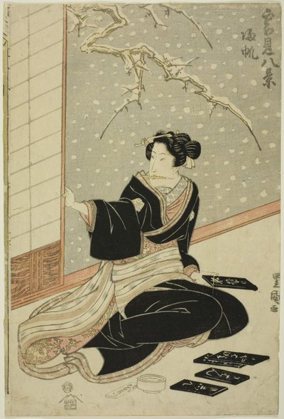 Returning Sails, from the series "Eight Views of Snow Scenes" by Utagawa Toyokuni I