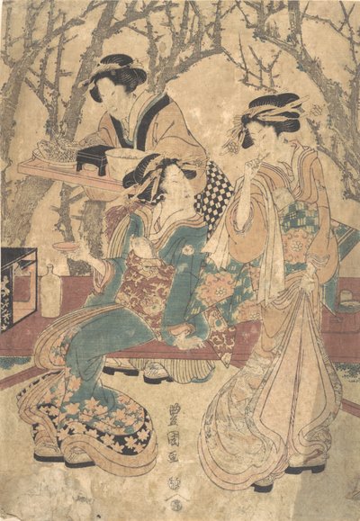 Three Women Dining Before a Group of Trees by Utagawa Toyokuni I