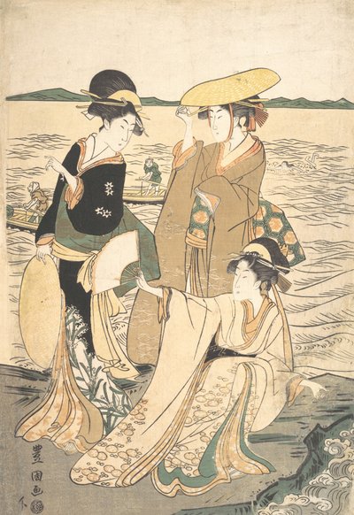 Three Young Ladies by the Seashore by Utagawa Toyokuni I