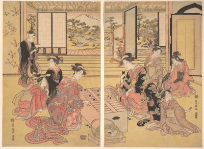Two Young Women Playing a Game of Sugoroku by Utagawa Toyokuni I