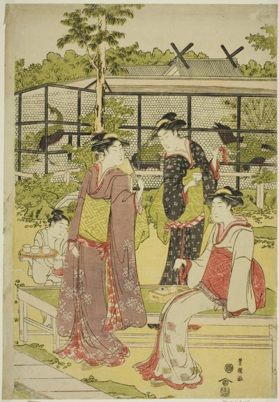 Women Visiting the Bird and Flower Teahouse (Kachojaya) by Utagawa Toyokuni I
