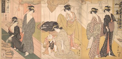 Women and an Infant Boy in a Public Bath House, ca. 1799 by Utagawa Toyokuni I