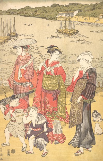 Women at Takanawa Beach by Utagawa Toyokuni I