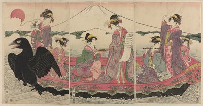 Women on a Boat at New Year Imitating the Seven Gods of Good Fortune by Utagawa Toyokuni I