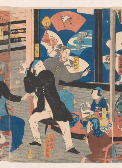 Foreigners at a Drinking Party in the Gankiro Teahouse by Utagawa Yoshiiku
