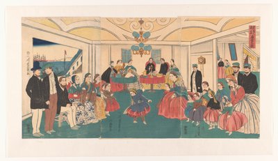 Foreigners Entertaining Themselves at a Banquet by Utagawa Yoshikazu