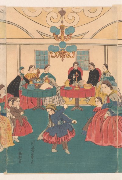 Foreigners Enjoying a Banquet by Utagawa Yoshikazu