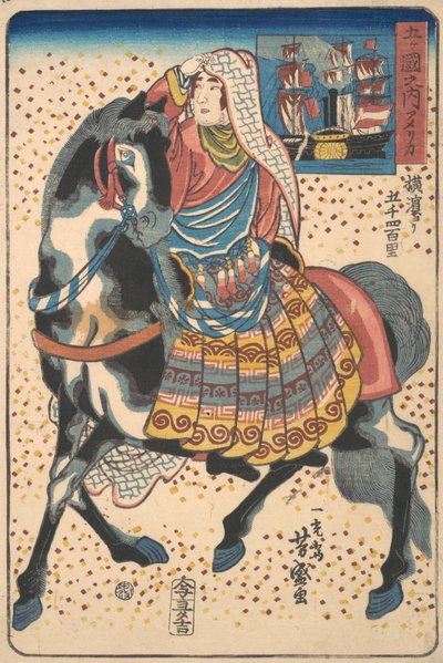 Mounted American Woman by Utagawa Yoshimori
