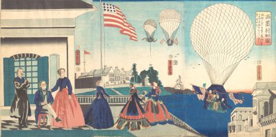 “America”: Enjoying Hot Air Balloons by Utagawa Yoshitora